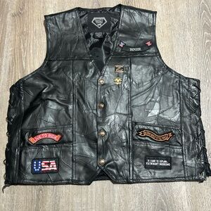 Diamond Plate Buffalo Leather Mens 4XL Biker Vest